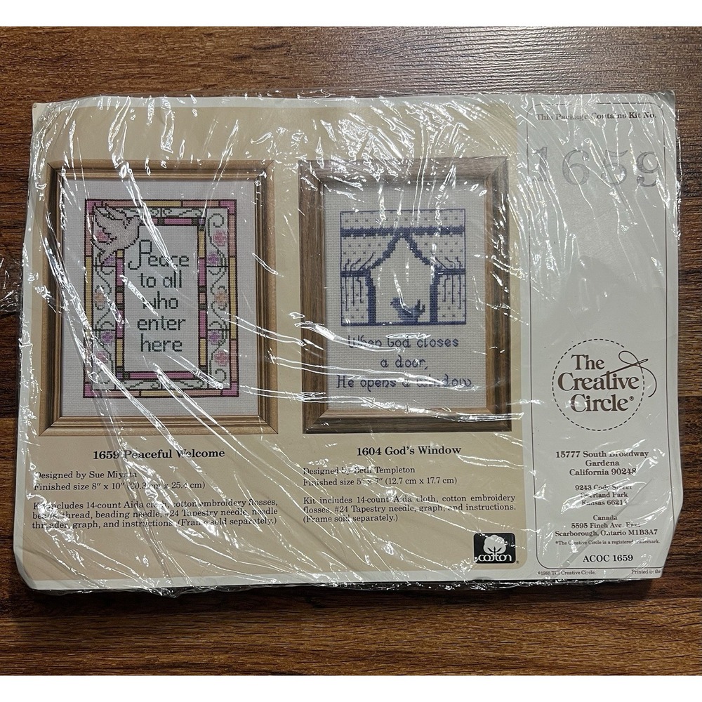 1988 Creative Circle Beaded Cross Stitch Kit PEACEFUL WELCOME #1659 New Sealed